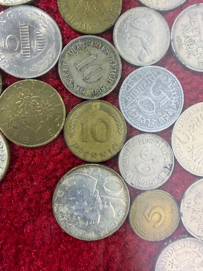 Framed Mixed Collection Of Vintage Pre-Euro West German Deutsche Mark and Austrian Schilling Coins [Photo 4]