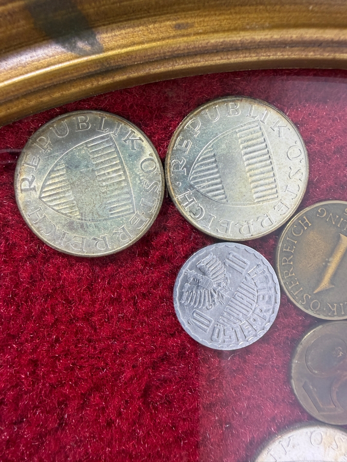Framed Mixed Collection Of Vintage Pre-Euro West German Deutsche Mark and Austrian Schilling Coins [Photo 7]