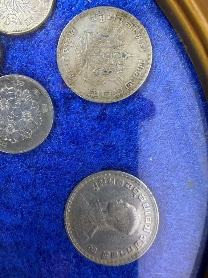 Framed Mixed Collection Of Vintage Asian Circulating Coins Featuring Japanese Yen and Republic of China Taiwan Dollars [Photo 2]