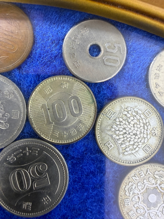 Framed Mixed Collection Of Vintage Asian Circulating Coins Featuring Japanese Yen and Republic of China Taiwan Dollars [Photo 5]