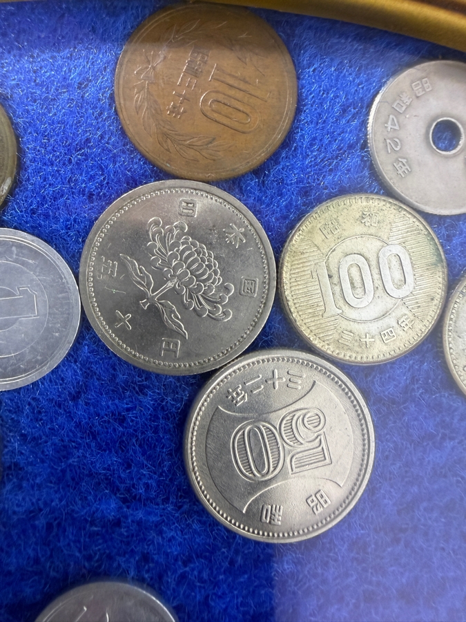 Framed Mixed Collection Of Vintage Asian Circulating Coins Featuring Japanese Yen and Republic of China Taiwan Dollars [Photo 6]