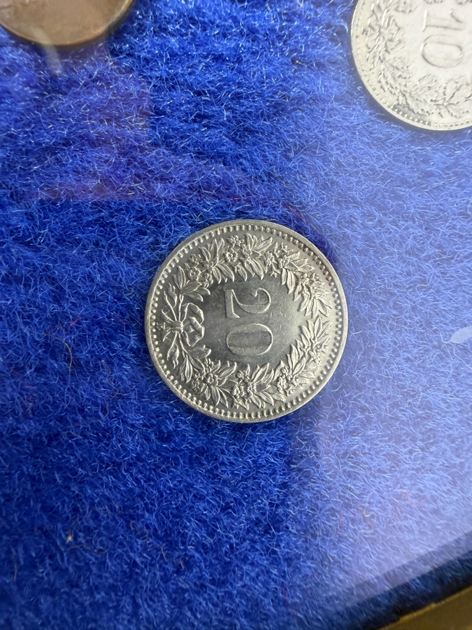 Framed Historical Collection Of Swiss Franc And Rappen Coins [Photo 4]