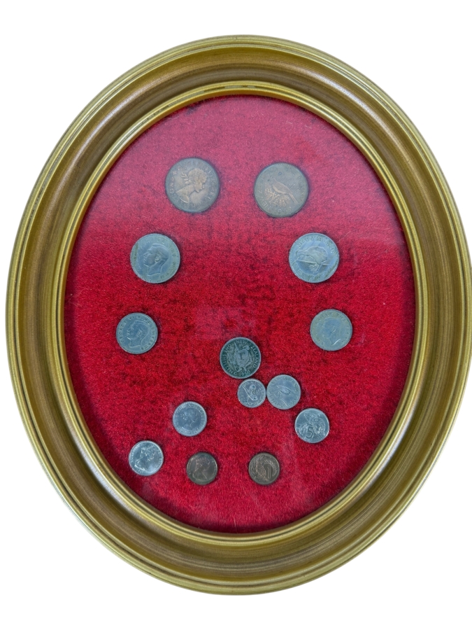 Framed Vintage Collection Of New Zealand Commonwealth Coins