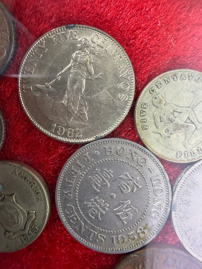 Framed Vintage Assorted Asian Coins Collection Featuring Japanese And Taiwanese Issues [Photo 8]