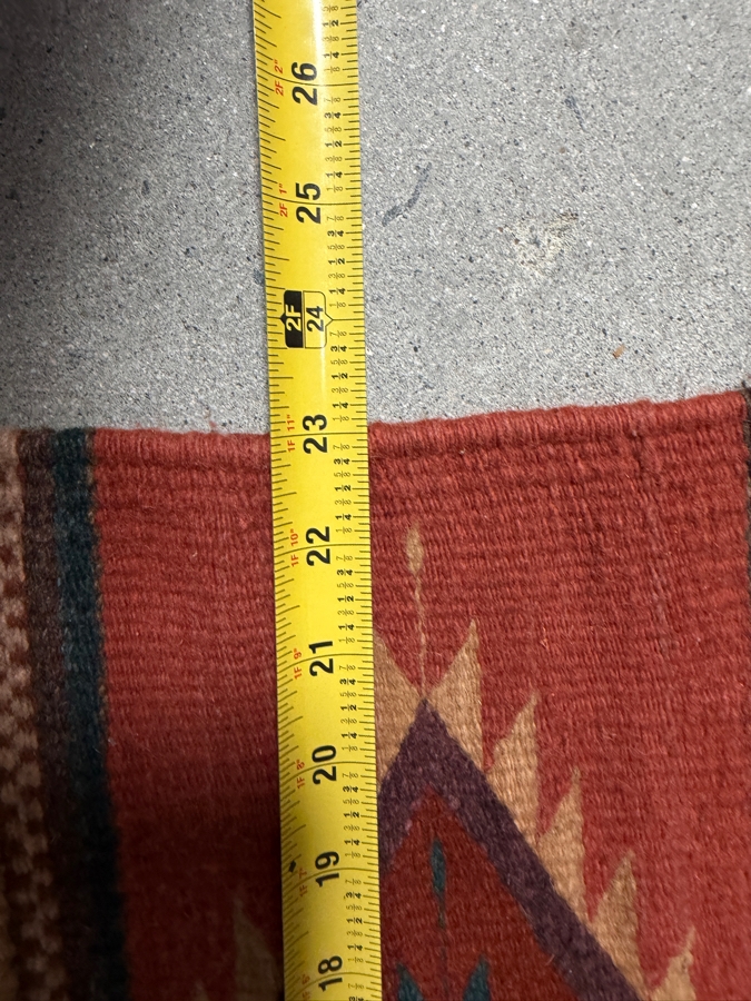Handwoven Southwestern Style Terracotta Zapotec Wool Textile Rug 23' X 40' [Photo 4]