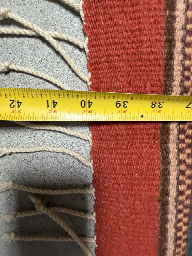 Handwoven Southwestern Style Terracotta Zapotec Wool Textile Rug 23' X 40' [Photo 5]