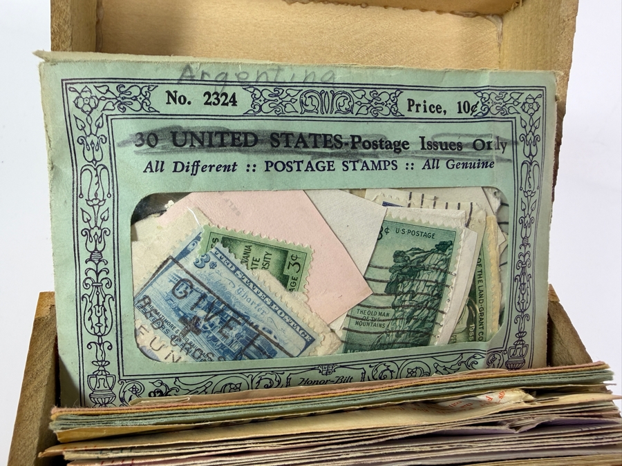 Vintage Wooden Index Box Containing Mid Century Mail Order Stamps [Photo 10]