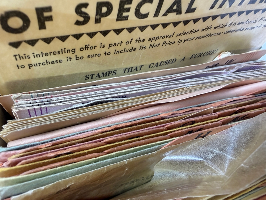Vintage Wooden Index Box Containing Mid Century Mail Order Stamps [Photo 8]