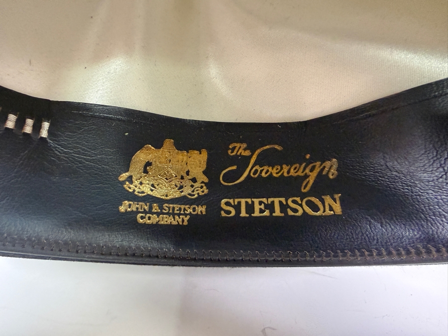 Vintage John B Stetson Company The Sovereign Black Fur Felt Bowler Derby Hat Interior Sweatband Size 7 [Photo 6]