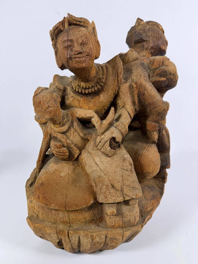 Vintage Mid Century Balinese Hand Carved Suar Wood Intricate Interlocking Multidimensional Village Family Community Figural Sculpture 12'H [Photo 3]