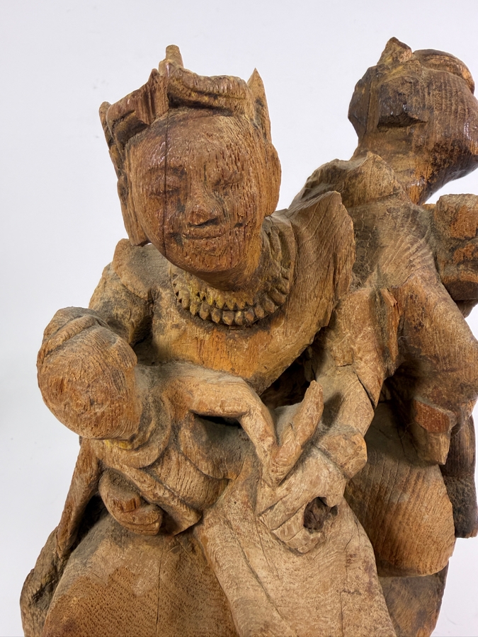 Vintage Mid Century Balinese Hand Carved Suar Wood Intricate Interlocking Multidimensional Village Family Community Figural Sculpture 12'H [Photo 4]
