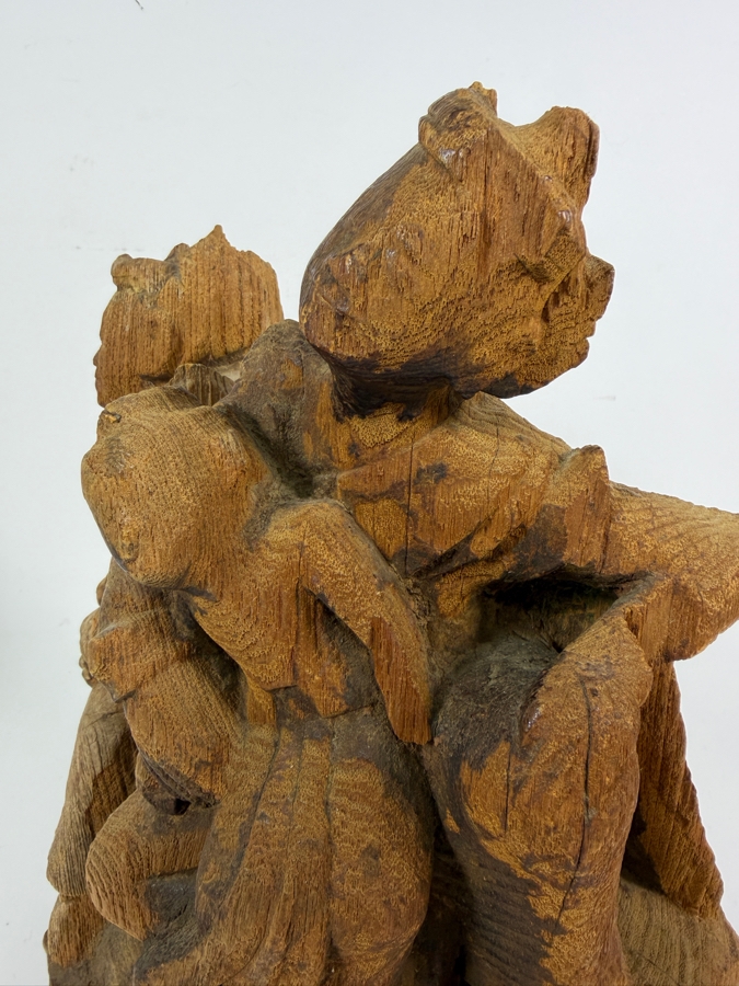 Vintage Mid Century Balinese Hand Carved Suar Wood Intricate Interlocking Multidimensional Village Family Community Figural Sculpture 12'H [Photo 6]