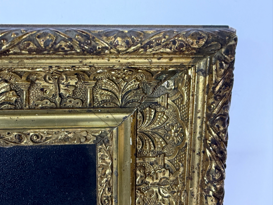 Antique 1888 Floral Still Life Oil On Canvas Painting Depicting Pansies In Ornate Gilt Composition Frame Signed Initials A.D.S. 18.5' X 12' Framed: 22.5' X 16.5' [Photo 6]
