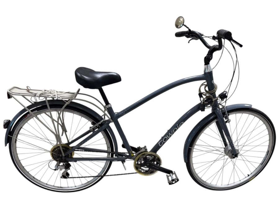 Electra Townie 24D Slate Grey Aluminum Frame Comfort Cruiser Commuter Bicycle With Rear Cargo Rack And Shimano Derailleur Drivetrain