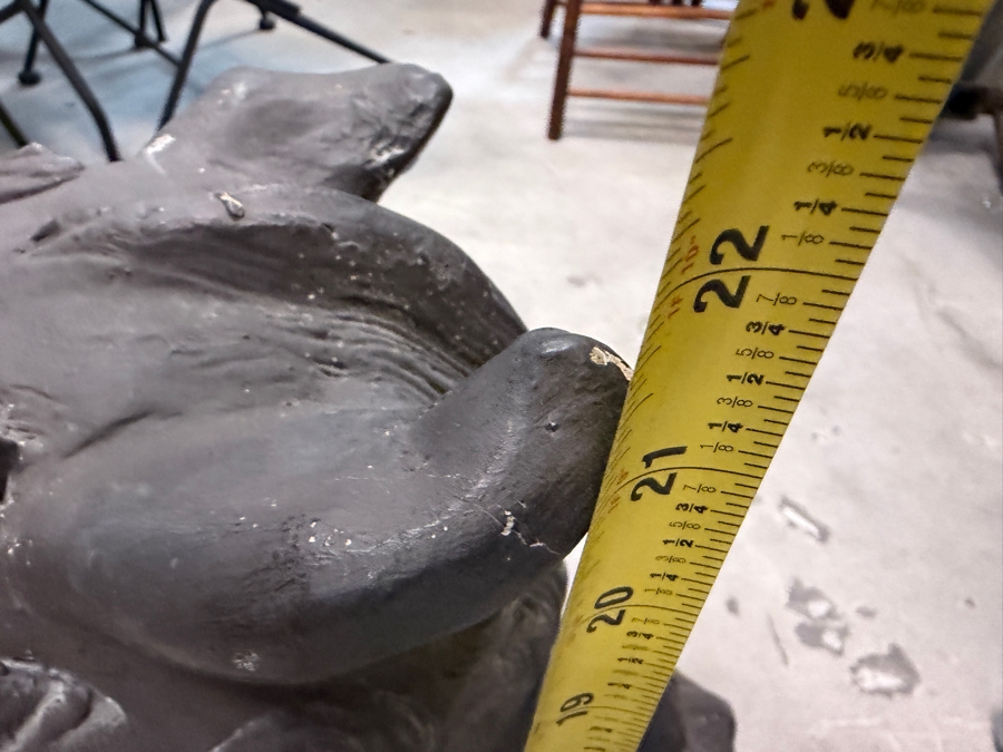 Vintage Molded Composition Concrete Dark Grey Chinese Guardian Lion Foo Dog Architectural Garden Statuary Sculpture 22'H [Photo 3]