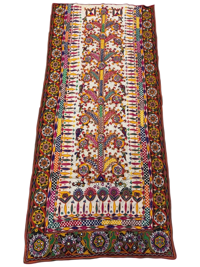 Just Added - Kutch Embroidery Textile from India 32.5 X 72