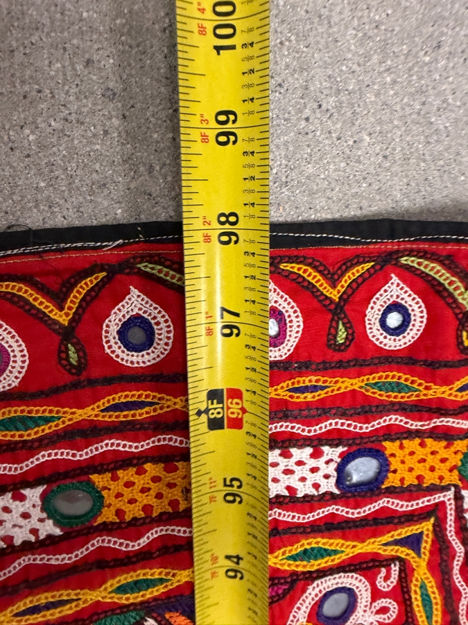 Just Added - Vibrant Indian Decorative Toran with Traditional Hand-embroidered Mirror Work and Colorful Hanging Tassels 98 X 22 [Photo 4]