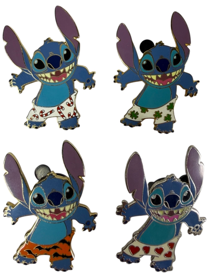 (4) Disney Stitch Boxer Shorts Trading Pins