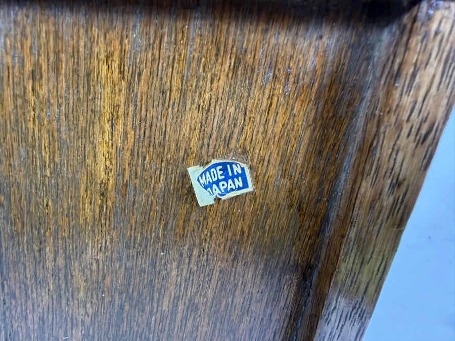 Vintage Japanese Meiji Style Miniature Oak Tansu Jewelry Chest Interior Blue Velvet Lined 15'W X 7.5'D X 9.5'H [Photo 9]