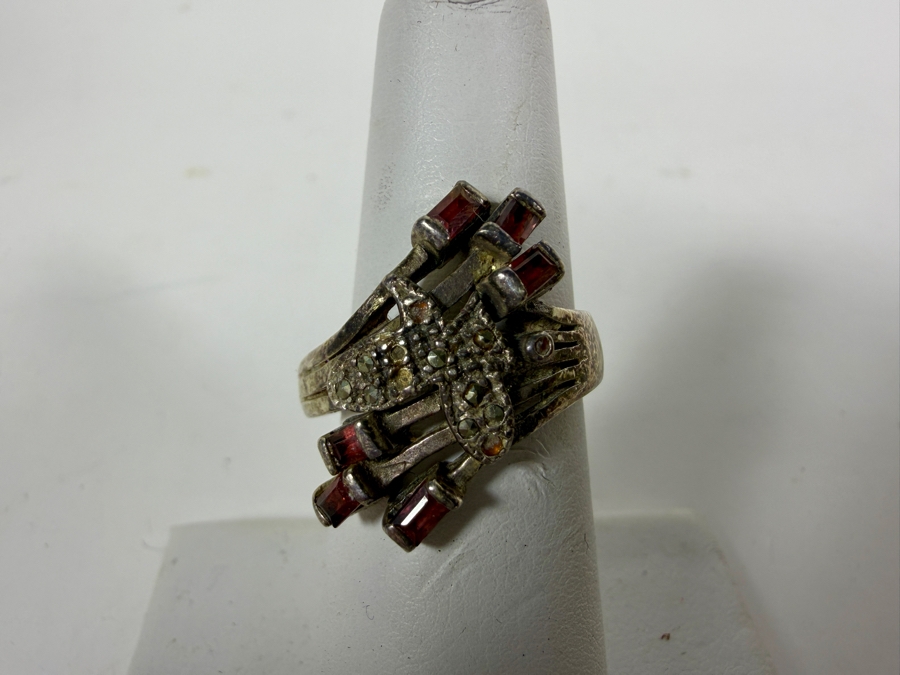 (6) Vintage Sterling Silver Rings Size 6-7 27.9g [Photo 6]