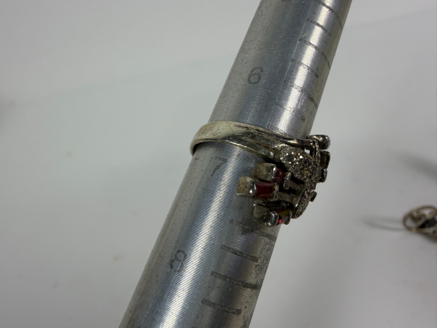 (6) Vintage Sterling Silver Rings Size 6-7 27.9g [Photo 9]