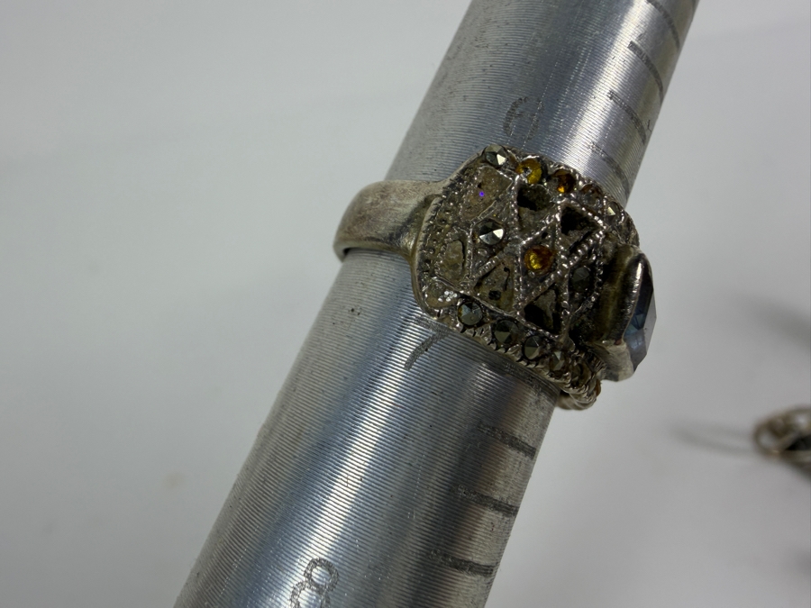 (6) Vintage Sterling Silver Rings Size 6-7 27.9g [Photo 10]