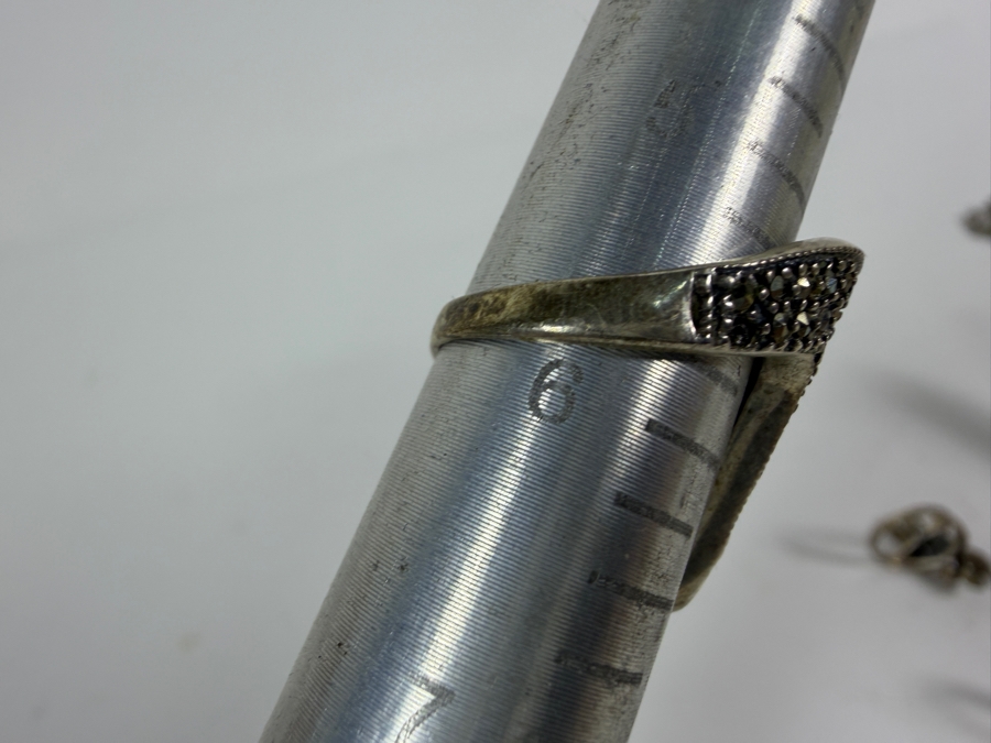 (6) Vintage Sterling Silver Rings Size 6-7 27.9g [Photo 11]