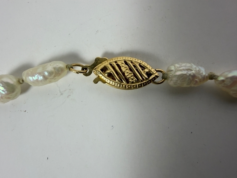 Vintage Freshwater Pearl Strand Bracelet with 14K Yellow Gold Clasp 15'L 3.5g [Photo 3]