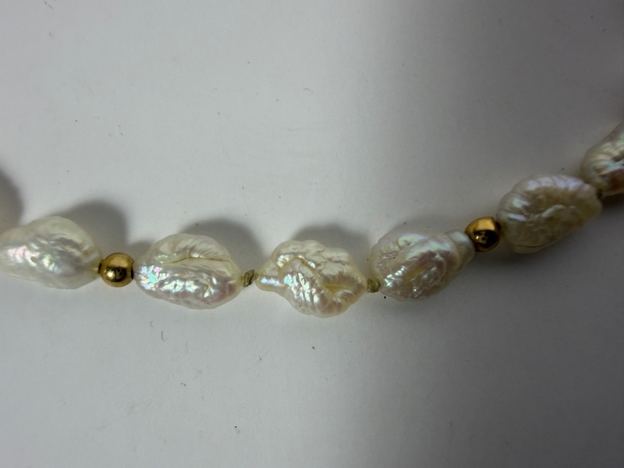 Vintage Freshwater Pearl Strand Bracelet with 14K Yellow Gold Clasp 15'L 3.5g [Photo 2]