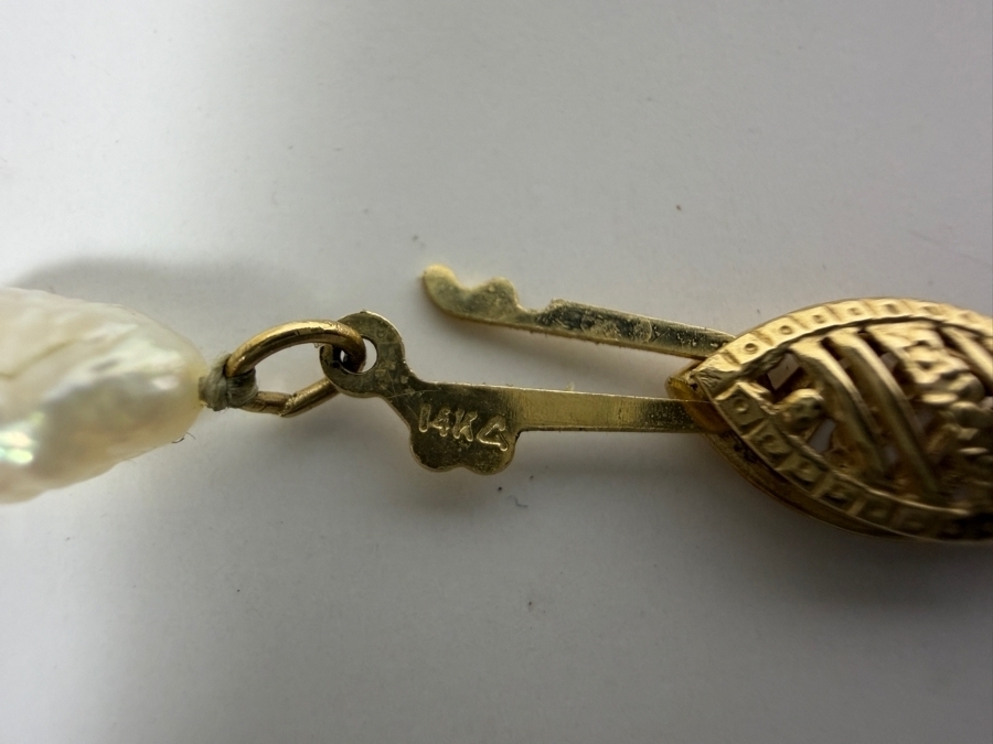 Vintage Freshwater Pearl Strand Bracelet with 14K Yellow Gold Clasp 15'L 3.5g [Photo 4]