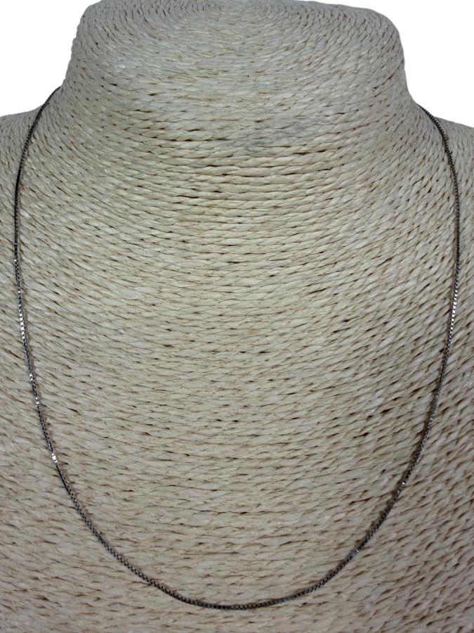 Vintage 14K White Gold 18' Box Link Chain Necklace 1.5g