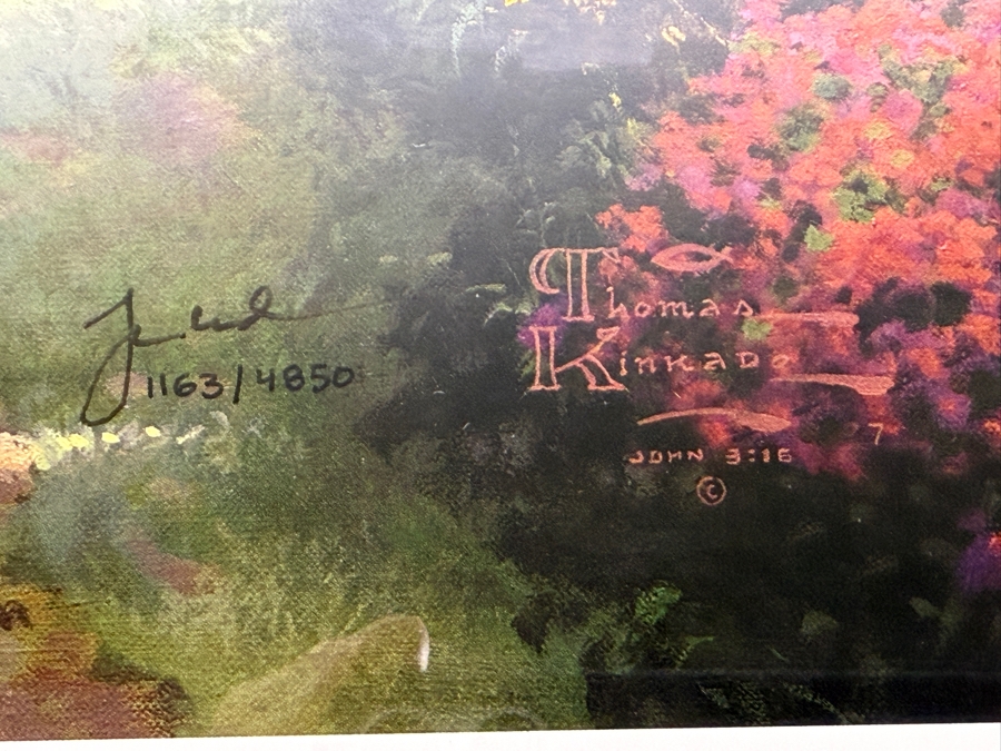 Thomas Kinkade The Garden Of Prayer Limited Edition Lithograph 1163/4850 In Ornate Gold Finished Frame With Rose Accent Matting 25 X 20 Framed: 32 X 26 [Photo 4]