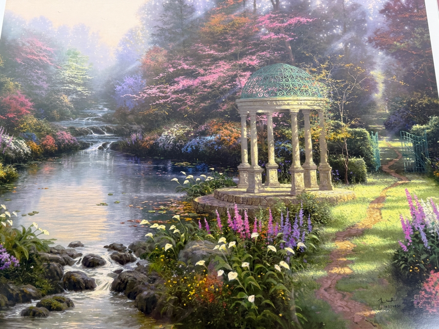 Thomas Kinkade The Garden Of Prayer Limited Edition Lithograph 1163/4850 In Ornate Gold Finished Frame With Rose Accent Matting 25 X 20 Framed: 32 X 26 [Photo 6]
