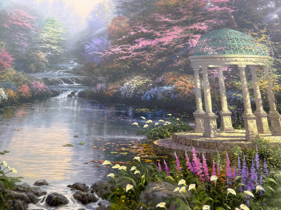 Thomas Kinkade The Garden Of Prayer Limited Edition Lithograph 1163/4850 In Ornate Gold Finished Frame With Rose Accent Matting 25 X 20 Framed: 32 X 26 [Photo 7]