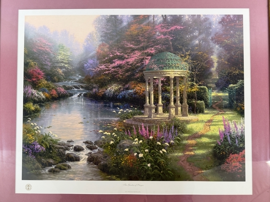 Thomas Kinkade The Garden Of Prayer Limited Edition Lithograph 1163/4850 In Ornate Gold Finished Frame With Rose Accent Matting 25 X 20 Framed: 32 X 26 [Photo 2]