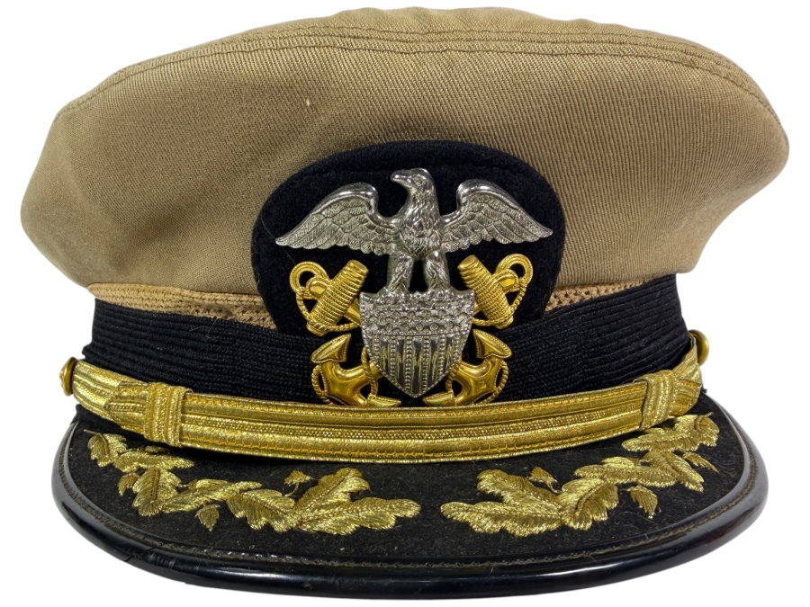 United States Navy Senior Officer Khaki Combination Visor Cap Named To Captain James Francis Kelly, Jr.