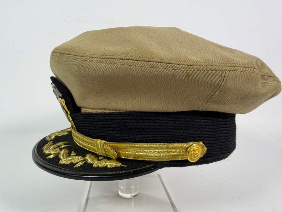 United States Navy Senior Officer Khaki Combination Visor Cap Named To Captain James Francis Kelly, Jr. [Photo 4]
