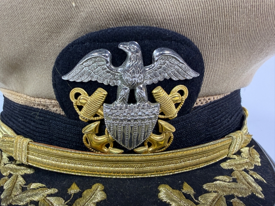 United States Navy Senior Officer Khaki Combination Visor Cap Named To Captain James Francis Kelly, Jr. [Photo 2]