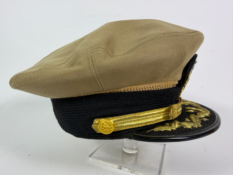United States Navy Senior Officer Khaki Combination Visor Cap Named To Captain James Francis Kelly, Jr. [Photo 3]
