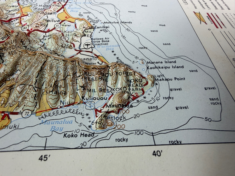 Vintage Army Map Service United States Army Corps Of Engineers 1:250,000 Scale Molded Plastic 3D Raised Relief Topographic Map Of Oahu Hawaiian Islands 15 X 10.5 [Photo 6]