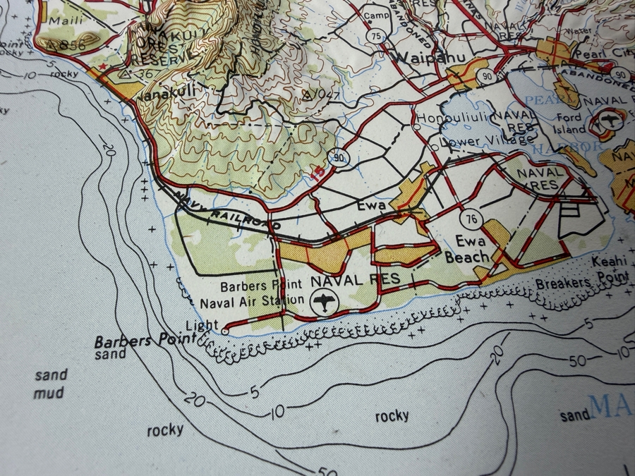 Vintage Army Map Service United States Army Corps Of Engineers 1:250,000 Scale Molded Plastic 3D Raised Relief Topographic Map Of Oahu Hawaiian Islands 15 X 10.5 [Photo 11]