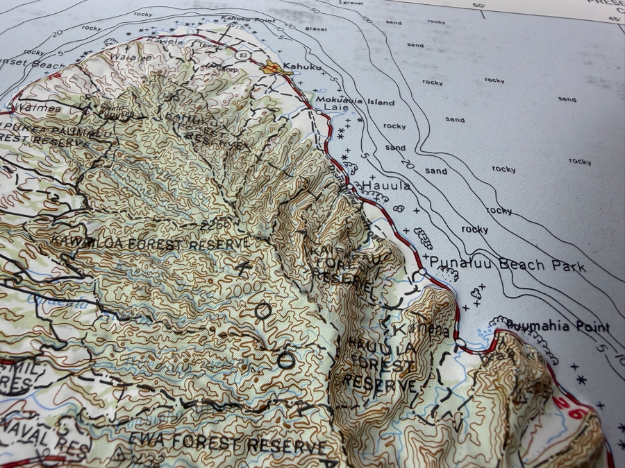 Vintage Army Map Service United States Army Corps Of Engineers 1:250,000 Scale Molded Plastic 3D Raised Relief Topographic Map Of Oahu Hawaiian Islands 15 X 10.5 [Photo 8]