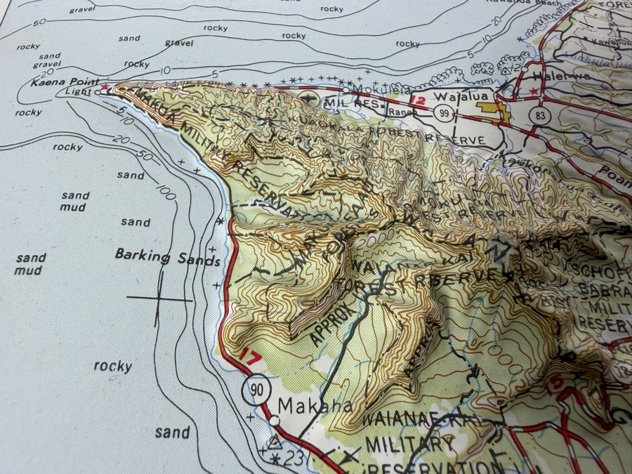 Vintage Army Map Service United States Army Corps Of Engineers 1:250,000 Scale Molded Plastic 3D Raised Relief Topographic Map Of Oahu Hawaiian Islands 15 X 10.5 [Photo 9]