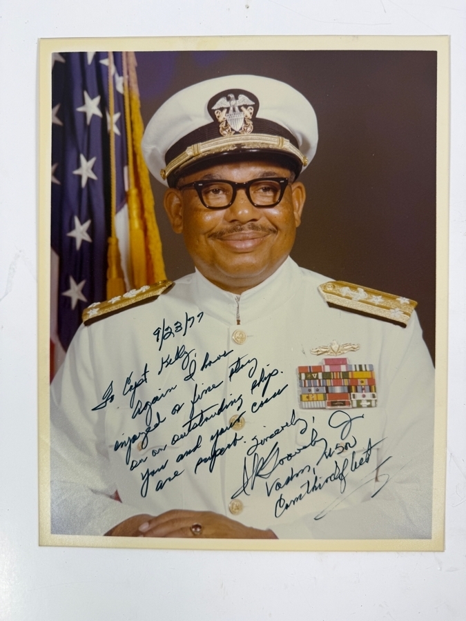 Pair Of Autographed United States Navy Officer Photographic Portraits Dedicated To Captain James Francis Kelly, Jr. Consisting Of Vice Admiral Samuel L. Gravely, Jr. (First African American US Navy Ship Officer) And Vice Admiral Ray C. Needham [Photo 2]