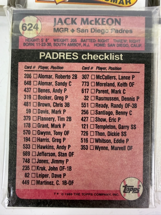(14) Vintage 1989 Topps Padres Complete Baseball Card Packs - See Photos [Photo 4]