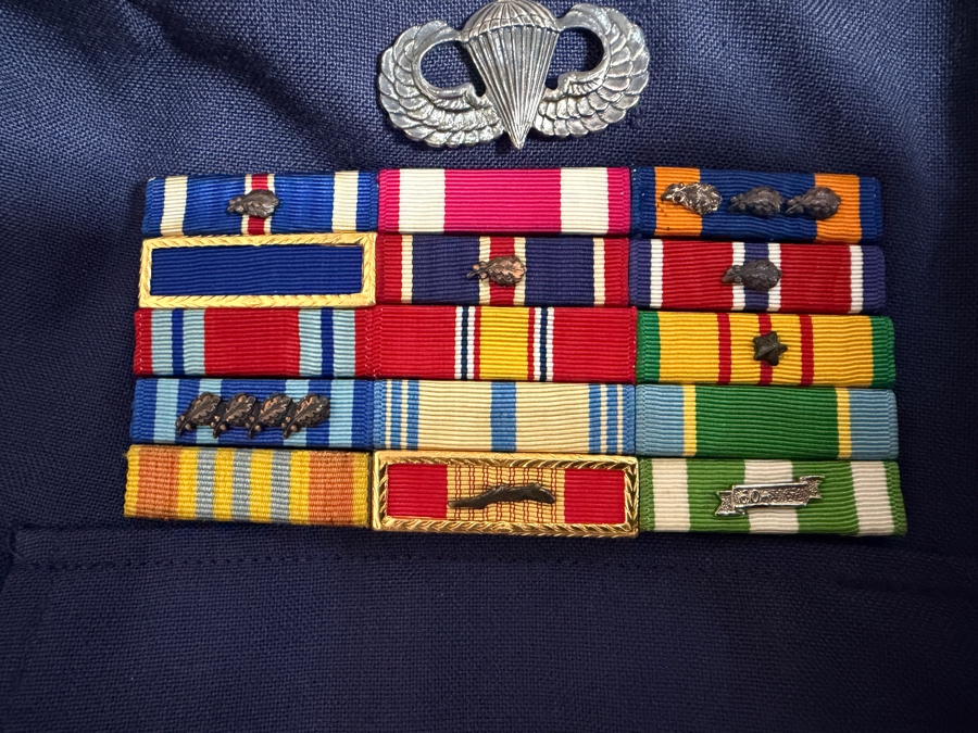 Just Added - William 'Buster' McGee USAF Officer's Service Dress Uniform with Multi-row Ribbon Bar, Senior Parachutist Wings, Senior Pilot Badge and Jacket [Photo 4]