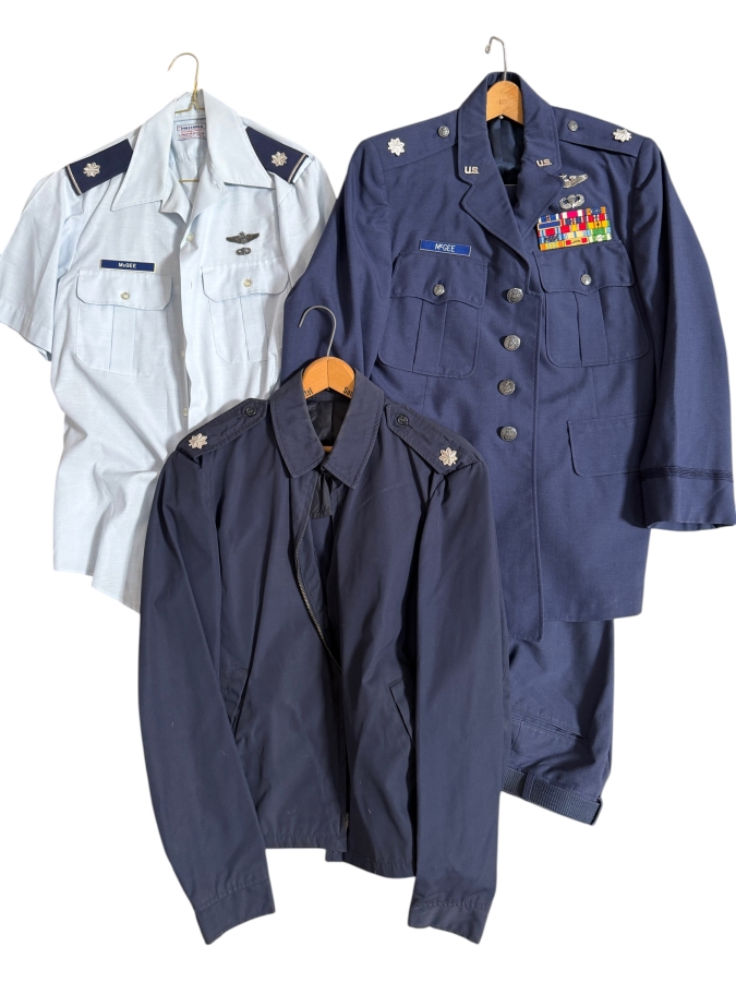 Just Added - William 'Buster' McGee USAF Officer's Service Dress Uniform with Multi-row Ribbon Bar, Senior Parachutist Wings, Senior Pilot Badge and Jacket