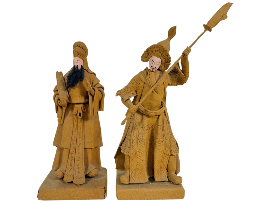 Just Added - Pair of Tay Guan Heng Traditional Joss Stick and Wood-Clay Figurines - Family-Owned Traditional Artisan Workshop Founded in Singapore 12'-15'H