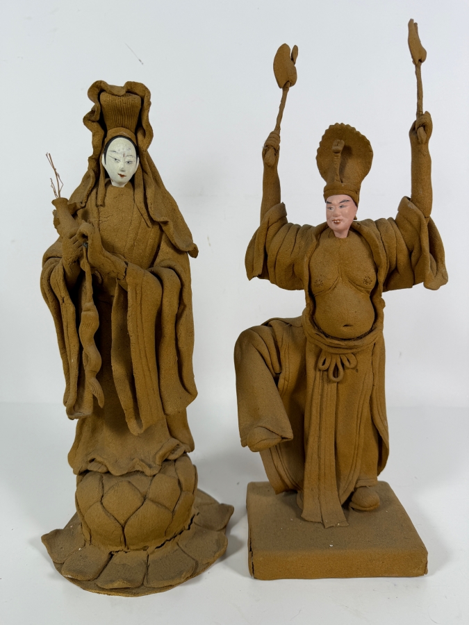 Just Added - Pair of Tay Guan Heng Traditional Joss Stick and Wood-Clay Figurines - Family-Owned Traditional Artisan Workshop Founded in Singapore 14'-16'H [Photo 2]
