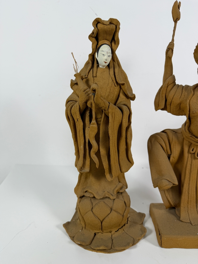 Just Added - Pair of Tay Guan Heng Traditional Joss Stick and Wood-Clay Figurines - Family-Owned Traditional Artisan Workshop Founded in Singapore 14'-16'H [Photo 3]